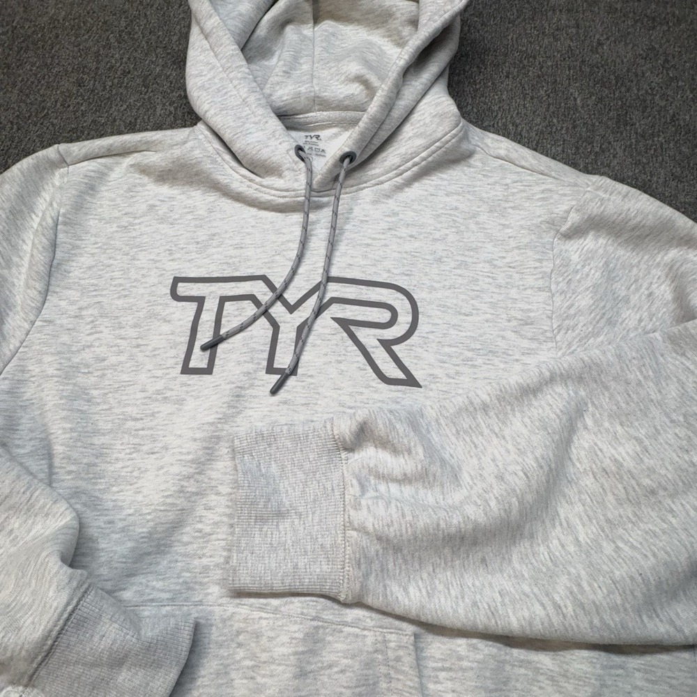 TYR Ultrasoft Big Logo Tech Hoodie Men's Large Gray Pullover